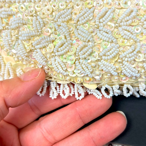 Vintage hinged ivory and iridescent beaded clutch purse SIMPSON’S Hong Kong - Picture 10 of 14
